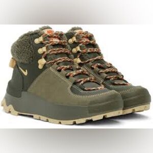 Nike City Classic Boot Cargo Khaki Olive Green High Top Shearling Lining Size 7